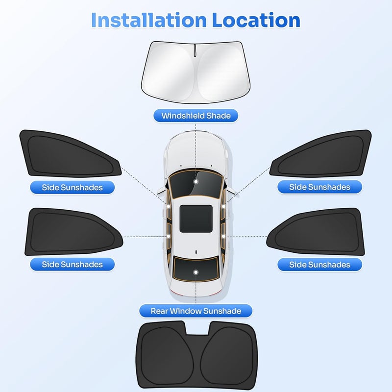 Canvcle Window Shades for 2018-2024 Toyota Camry Accessories Windshield Sun Shade Side Rear Window Cover Sunshade Sun Visor Shield Privacy Protection for Camping Keep Vehicle Cool Black 6PCS - Image 5